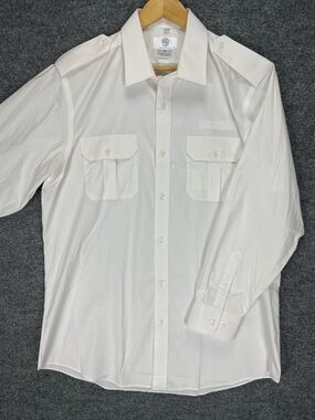 Murphy & Hartelius Pilot Uniform Shirt Mens 17 | 34/35 White Long Sleeve